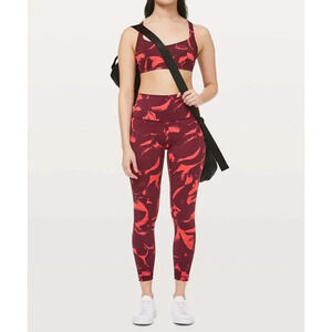Lululemon Wunder Under HR 7/8 Tight Nulux Leggings Flower Pop Poppy Coral Ruby 4